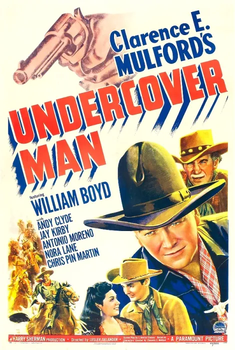 Framed Print : UNDERCOVER MAN, US poster, bottom from left: Esther Estrella, William Boyd, Jay Kirby, Andy Clyde, 1942