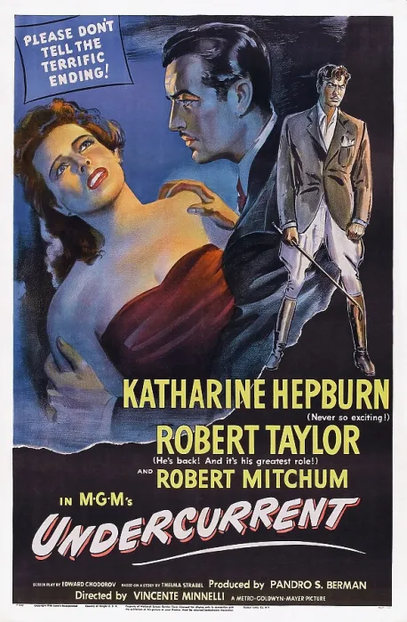 Framed Print : UNDERCURRENT, US poster art, from left: Katharine Hepburn, Robert Taylor, 1946