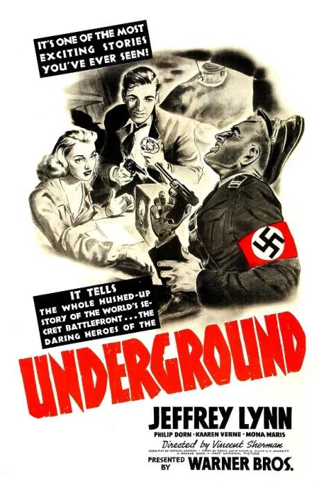 Framed Print : UNDERGROUND, US poster, from left: Kaaren Verne, Philip Dorn, 1941