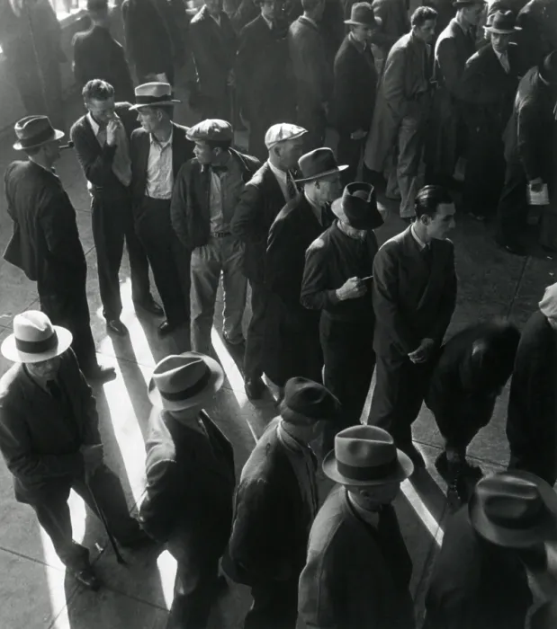 Framed Print : Unemployed men wait in line to file Social Security benefit claims. In January 1938, new Social Security programs made unemployment compensation available Framed Print : Unemployed men wait in line to file Social Security benefit claims. In January 1938, new Social Security programs made unemployment compensation available