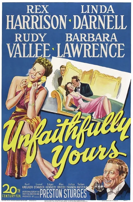 Framed Print : UNFAITHFULLY YOURS, US poster, left: Linda Darnell, bottom right: Rex Harrison, 1948, TM and Copyright 20th Century Fox Film Corp. All rights reserved. / courtesy Everett Collection