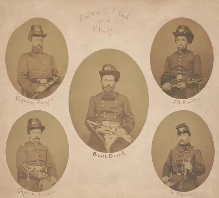 Framed Print : Union Brigadier General Ulysses Grant and his staff in Oct. 1861. They served in the Department of the West, based in Cairo, Illinois, during the US Civil War