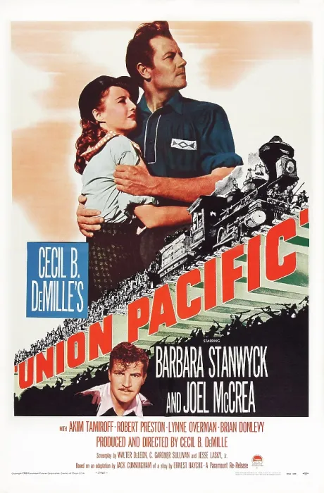 Framed Print : UNION PACIFIC, US poster art from top left, Joel McCrea, Barbara Stanwyck, Robert Preston, 1939