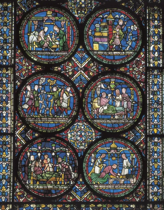 Framed Print : UNITED KINGDOM. ENGLAND. Canterbury. Cathedral. Glass window with medicine representations (1280). Gothic art. Glass window. AISA / Everett Collection (2802)**US SALES ONLY**