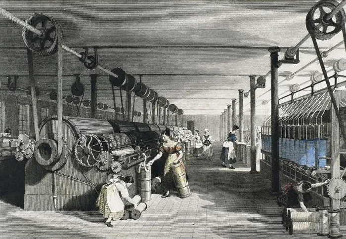 Framed Print : UNITED KINGDOM. ENGLAND. Industrial Revolution. Cotton fabrics factiry. Engraving. AISA / Everett Collection**US SALES ONLY**