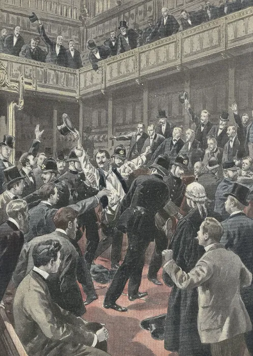 Framed Print : United Kingdom. Violent clashes in the House of Commons. Illustration from 'Le Petit Journal'. Engraving Framed Print : United Kingdom. Violent clashes in the House of Commons. Illustration from 'Le Petit Journal'. Engraving