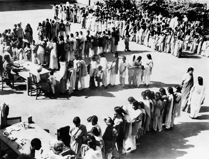 Framed Print : United Nations health programs provided screening tests for tuberculosis, at Victoria Girls College in Patiala, India. 1950