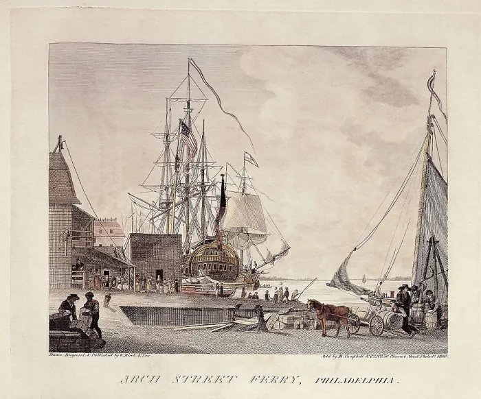 Framed Print : United States (1800). Philadelphia. The ferry of Arch Street. Etching. AISA / Everett Collection**US SALES ONLY**