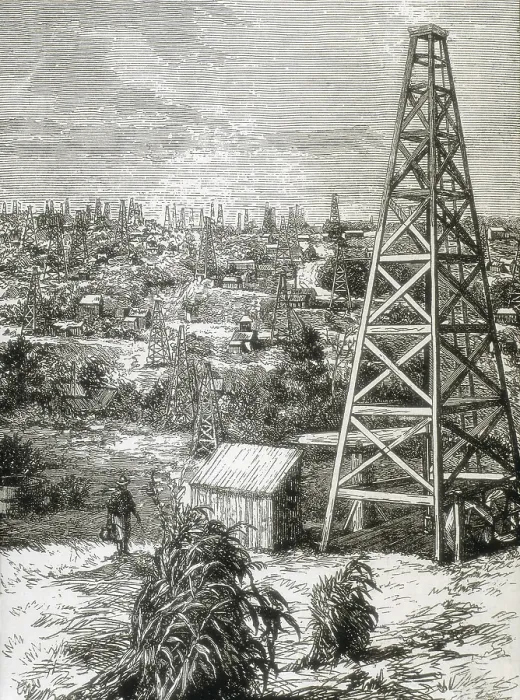 Framed Print : United States (1880). Oil wells in Triumph MountainPennsylvania. Engraving. AISA / Everett Collection (14826)**US SALES ONLY**