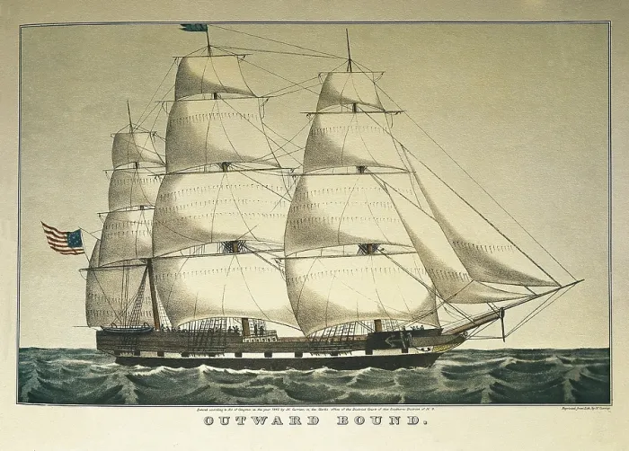 Framed Print : United States, 19th c. 'Outward Bound', clipper Ship. Printed by Courier & Ives. Litography. - BeBa / Iberfoto / Everett Collection (305586)**US SALES ONLY**