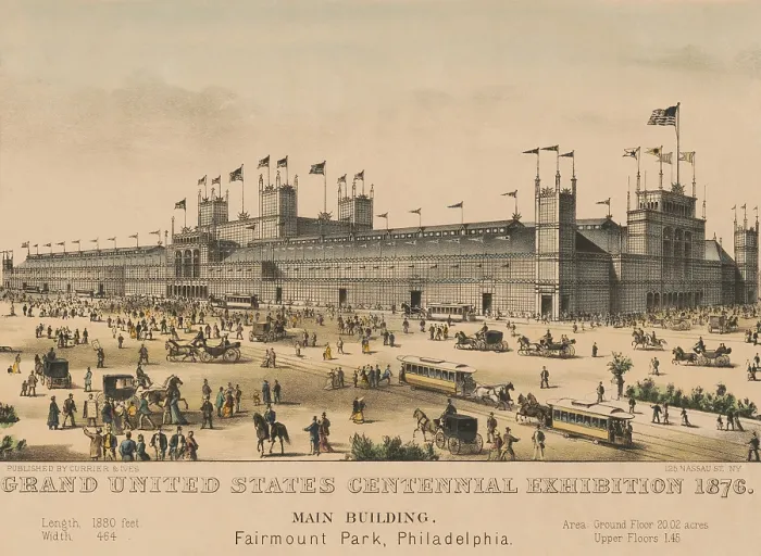 Framed Print : United States Centennial Exhibition 1876. The Main Building was designed and built by architect Henry Pettit and engineer Joseph M. Wilson