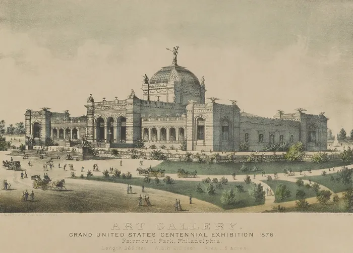 Framed Print : United States Centennial Exhibition 1876. Memorial Hall, the exposition's art gallery, was a permanent building, inspired by London's Victoria and Albert Museum Framed Print : United States Centennial Exhibition 1876. Memorial Hall, the exposition's art gallery, was a permanent building, inspired by London's Victoria and Albert Museum