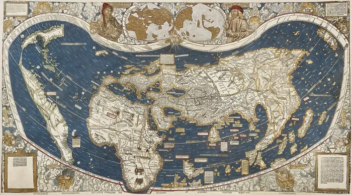 Framed Print : Universal Map, belonging to the work 'Cosmographiae Introductio' (1507), the first one in which the New World is named America. SPAIN. Madrid. America's Museum