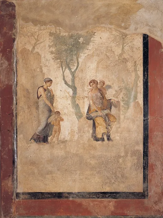 Framed Print : Unknown artist, Love Punished (Loves of Mars and Venus), 1st Century, mural (fresco), Italy, Campania, Naples