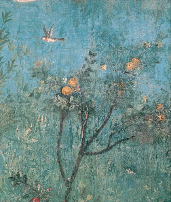 Framed Print : Unknown artist, Summer Triclinium: garden paintings, 20, 1st Century, mural, Italy, Lazio, Rome