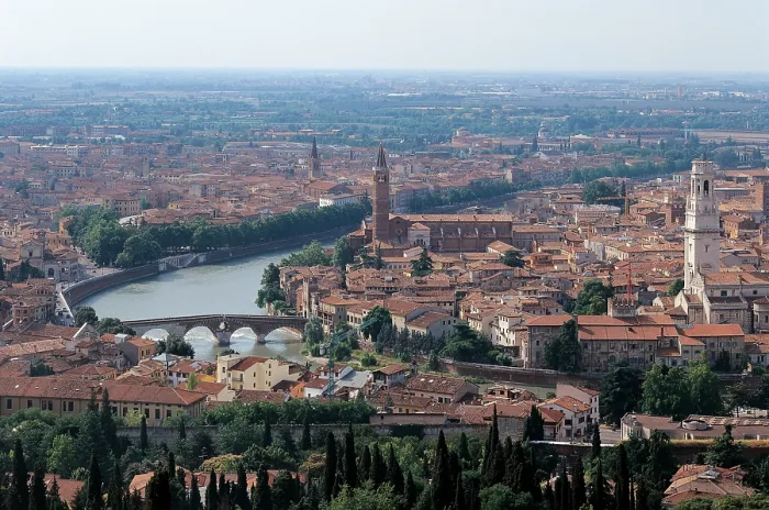 Framed Print : Unknown artist, View of the city of Verona, 20th Century, Italy, Veneto, Verona (300910) Everett CollectionMondadori Portfolio**US SALES ONLY**