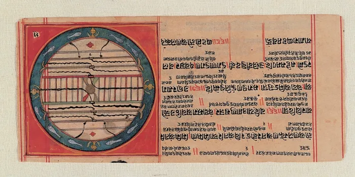 Framed Print : Unknown, Chart of the Ja Jain Cosmos with the Seven Streams of Water and Mount Meru at the center, 18th Century, watercolored ink on paper, Italy, Lombardy, Milan Framed Print : Unknown, Chart of the Ja Jain Cosmos with the Seven Streams of Water and Mount Meru at the center, 18th Century, watercolored ink on paper, Italy, Lombardy, Milan