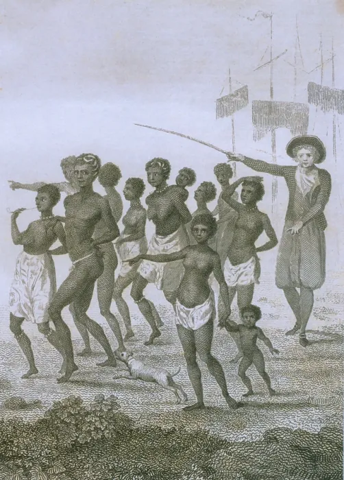 Framed Print : Unloading of enslaved Africans in Dutch colony Surinam in the late 18th century Framed Print : Unloading of enslaved Africans in Dutch colony Surinam in the late 18th century