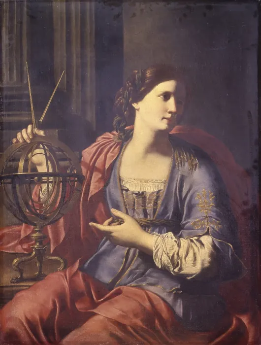 Framed Print : Urania, by Giacinto Gimignani, 17th century, oil on canvas. - Italy, Lombardy, Milan, Castello Sforzesco, Museum of Ancient Art. Whole artwork view