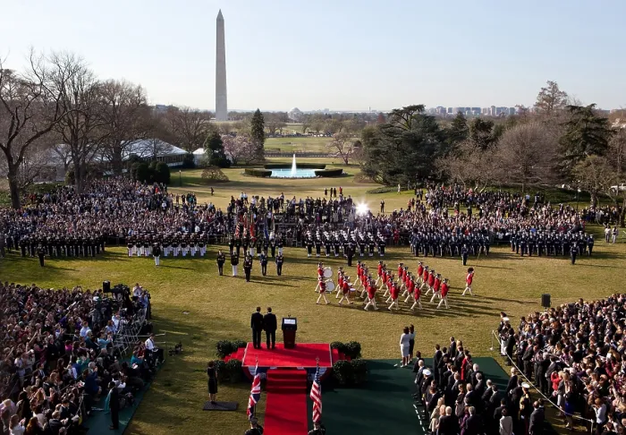 Framed Print : U.S. Army Fife and Drum Corps during an Arrival Ceremony on the South Lawn, White House