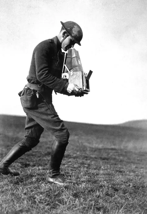 Framed Print : U.S. Army still photographer near Kyllburg, Germany. World War I. January 16, 1919