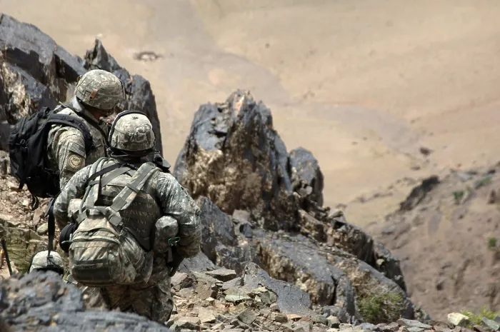 Framed Print : U.S. Army soldiers search mountains in the Andar province of Afghanistan for Taliban and weapons caches. June 6 2007. Photo by:Everett Collection(BSLOC_2011_6_51) Framed Print : U.S. Army soldiers search mountains in the Andar province of Afghanistan for Taliban and weapons caches. June 6 2007. Photo by:Everett Collection(BSLOC_2011_6_51)