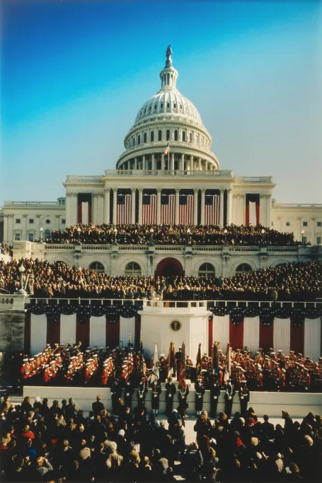 Framed Print : U.S. Capitol West Front during the Inauguration of President William Clinton. Jan. 20, 1993. (BSLOC_2015_14_80) Framed Print : U.S. Capitol West Front during the Inauguration of President William Clinton. Jan. 20, 1993. (BSLOC_2015_14_80)