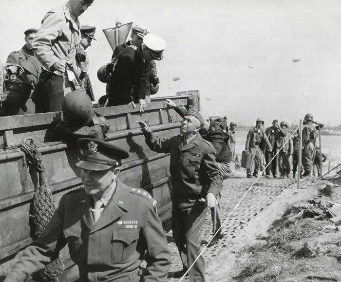 Framed Print : U.S. Chiefs make inspection in France a week after the D-Day invasion in Normandy. June 14, 1944