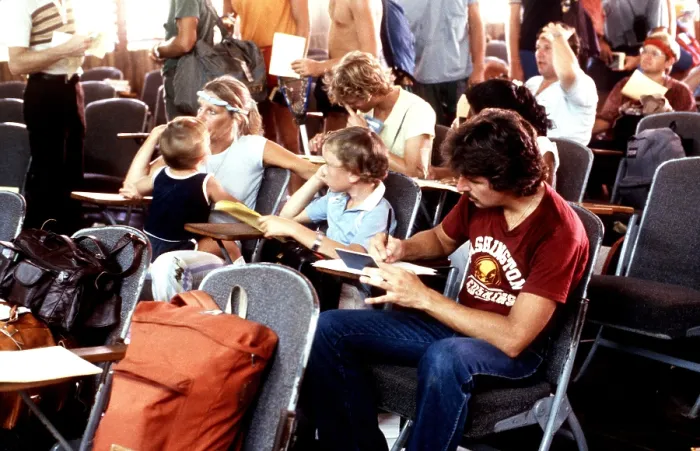 Framed Print : U.S. civilians awaiting evacuation from Grenada during the October 1983 U.S. invasion. American medical students were among approximately 800 U.S. citizens on Grenada. Nov 3 1983