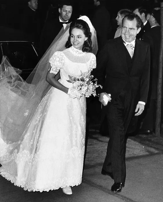 Framed Print : U.S. President-elect Richard Nixon (right) escorting his daughter Julie Nixon into Marble Collegiate Church for her wedding to David Eisenhower, New York, December 22, 1968 Framed Print : U.S. President-elect Richard Nixon (right) escorting his daughter Julie Nixon into Marble Collegiate Church for her wedding to David Eisenhower, New York, December 22, 1968