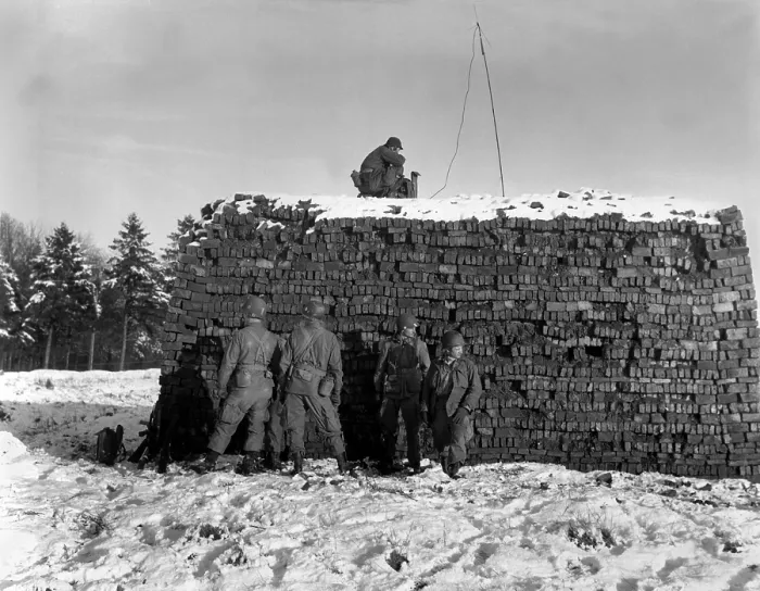 Framed Print : U.S. radar equipment on a pile of bricks during the Battle of the Bulge. It was used to guide supply planes to Bastogne, which was under a German siege. Dec Framed Print : U.S. radar equipment on a pile of bricks during the Battle of the Bulge. It was used to guide supply planes to Bastogne, which was under a German siege. Dec