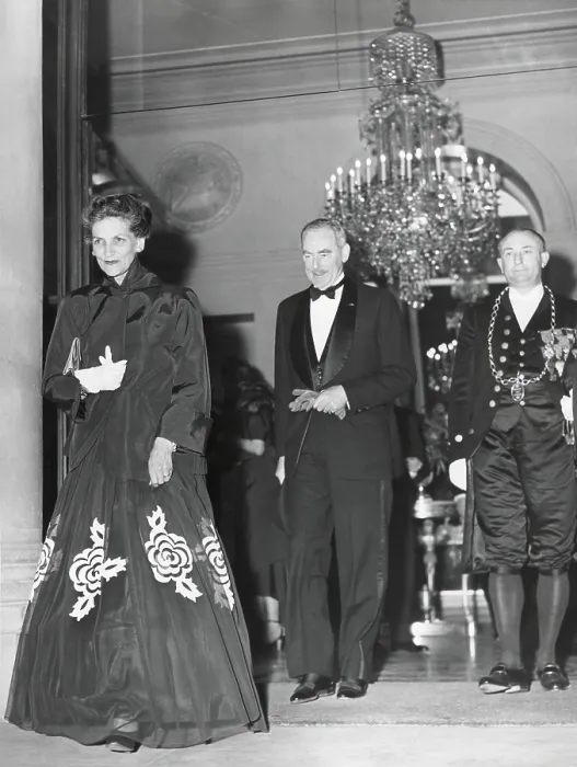 Framed Print : U.S. Sec. of State, Dean Acheson and his wife, Alice Stanley Acheson, leaving the Elysee Palace. Paris, June 29, 1949. - (BSLOC_2014_15_110)