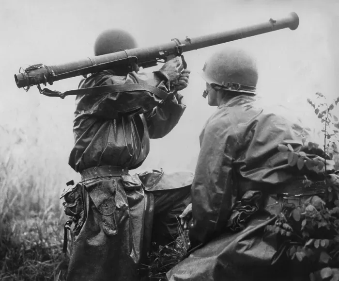 Framed Print : U.S. soldier aims a 2.36-inch bazooka at a North Korean tank during the Battle of Osan. On his right is Kenneth R. Shadrick, one of the first Americans killed in the Korean War Framed Print : U.S. soldier aims a 2.36-inch bazooka at a North Korean tank during the Battle of Osan. On his right is Kenneth R. Shadrick, one of the first Americans killed in the Korean War