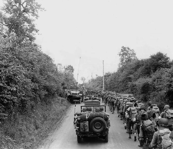 Framed Print : U.S. soldiers who landed on Omaha Beach on July 5-7, 1944, advancing to the town of Saint Lo. July 11, 1944, Normandy Campaign, France, World War 2. (BSLOC_2014_2_107) Framed Print : U.S. soldiers who landed on Omaha Beach on July 5-7, 1944, advancing to the town of Saint Lo. July 11, 1944, Normandy Campaign, France, World War 2. (BSLOC_2014_2_107)