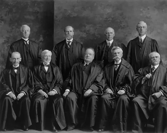 Framed Print : U.S. Supreme Court, ca. 1912-14. Chief Justice Edward White is at front row center. Front, L-R: William Day, Joseph McKenna, Edward White, Oliver Holmes, Horace Lurton