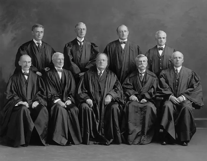 Framed Print : U.S. Supreme Court, ca. 1920-21. L-R: Seated: William Rufus Day; Joseph Mc Kenna; Chief Justice Edward White; Oliver Wendall Holmes; Willis Van Devanter Framed Print : U.S. Supreme Court, ca. 1920-21. L-R: Seated: William Rufus Day; Joseph Mc Kenna; Chief Justice Edward White; Oliver Wendall Holmes; Willis Van Devanter