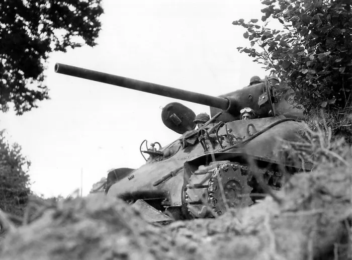 Framed Print : U.S. tank near Mortain, France, the objective of the faltering German counter attack in Normandy. U. S Framed Print : U.S. tank near Mortain, France, the objective of the faltering German counter attack in Normandy. U. S