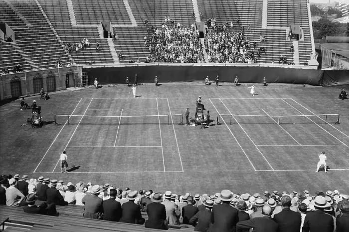 Framed Print : U.S. Women's Tennis Championship matches at Forest Hills, NYC. 1920s. (BSLOC_2015_17_89) Framed Print : U.S. Women's Tennis Championship matches at Forest Hills, NYC. 1920s. (BSLOC_2015_17_89)