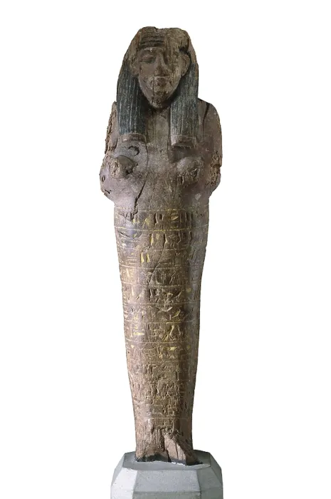 Framed Print : Ushabti with inscriptions. 1554 BC. Polychrome wood. Egyptian art. New Kingdom. Sculpture on wood. SPAIN. Madrid. National Museum of Archaeology