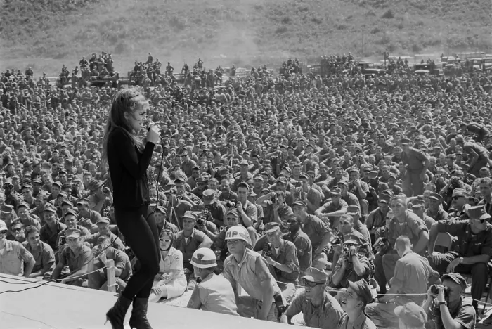 Framed Print : USO entertains troops in Vietnam. Ann Margret entertains thousands of troops in Danang, Vietnam. Tour of winter 1968-69