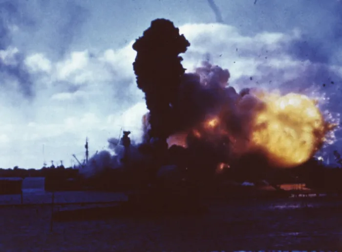 Framed Print : USS Arizona burns at Pearl Harbor after Japanese attack, Dec. 7, 1941. (BSLOC_2013_11_141) Framed Print : USS Arizona burns at Pearl Harbor after Japanese attack, Dec. 7, 1941. (BSLOC_2013_11_141)