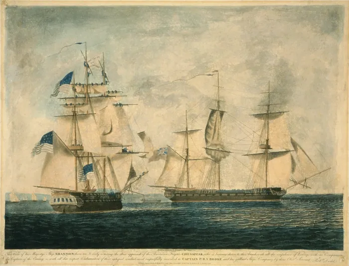 Framed Print : USS Chesapeake vs. HMS Shannon during the War of 1812. HMS Shannon was victories boarding and capturing the USS Chesapeake in short engagement off Cape Cod on June 1 1813