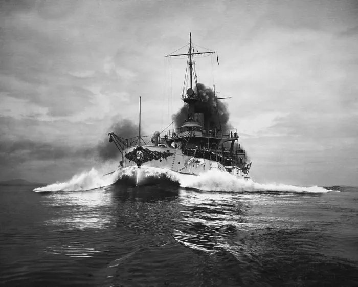 Framed Print : U.S.S. Connecticut, running speed trials off the Maine coast, 1906. She was the most advanced battleship in the US Fleet at the time (BSLOC_2017_2_89) Framed Print : U.S.S. Connecticut, running speed trials off the Maine coast, 1906. She was the most advanced battleship in the US Fleet at the time (BSLOC_2017_2_89)