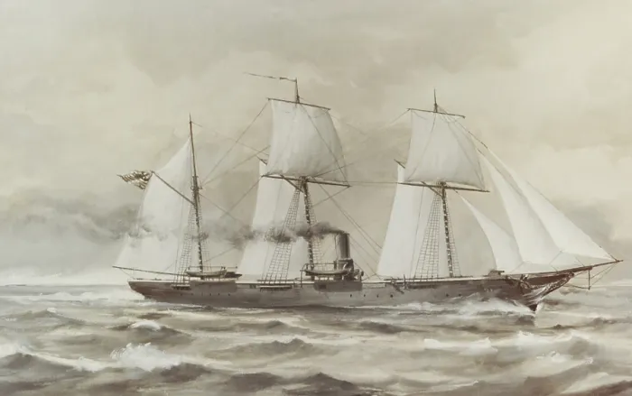 Framed Print : USS KEARSARGE, by Clary Ray, American painting, watercolor, c. 1890s