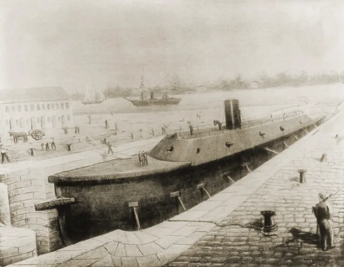 Framed Print : The former USS Merrimack in a Confederate dry dock during her conversion to the CSS Virginia Framed Print : The former USS Merrimack in a Confederate dry dock during her conversion to the CSS Virginia