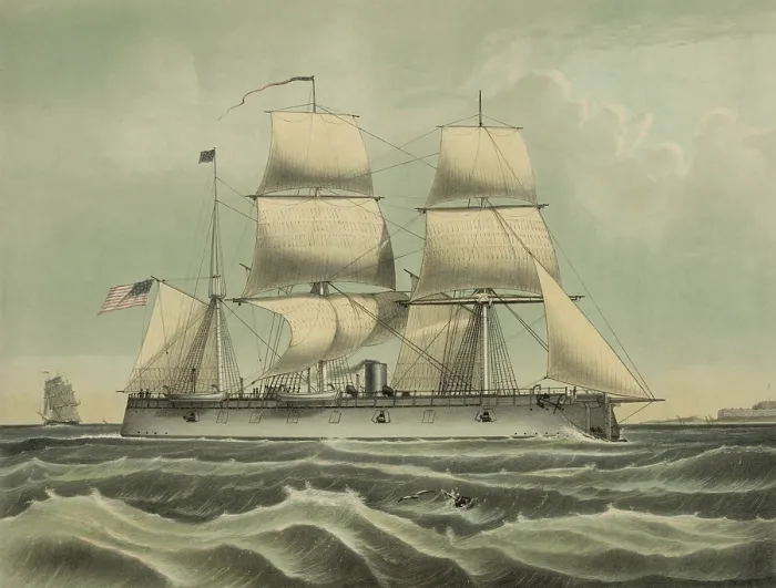Framed Print : USS New Ironsides was a wooden-hulled broadside ironclad. She was named after the classic USS Ironsides of the War of 1812