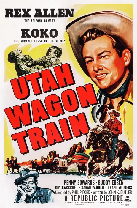 Framed Print : UTAH WAGON TRAIN, US poster art, top right: Rex Allen, 1951