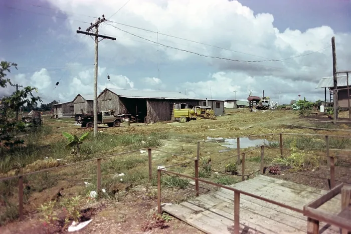 Framed Print : Utility buildings at the People's Temple Agricultural Project, in Jonestown, Guyana. 1978 Framed Print : Utility buildings at the People's Temple Agricultural Project, in Jonestown, Guyana. 1978
