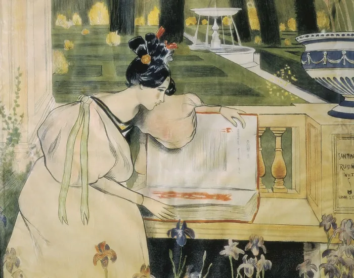 Framed Print : UTRILLO, Miquel (1862-1934). Fulls de la vida (Pages of the Life). 1898. Poster of 'Pages of Life', set of poems in prose written by Rusiol in 1898. Litography. SPAIN