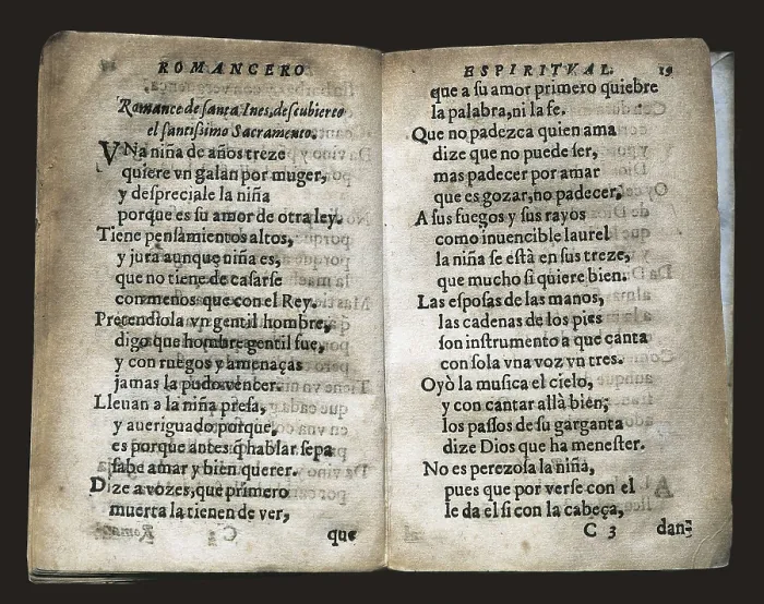 Framed Print : VALDIVIESO, Jos de (1560-1638). 'Romancero espiritual' (Spiritual Romancero). Inner page with the romance (poem) of Santa Ins. Edition printed in Madrid. SPAIN
